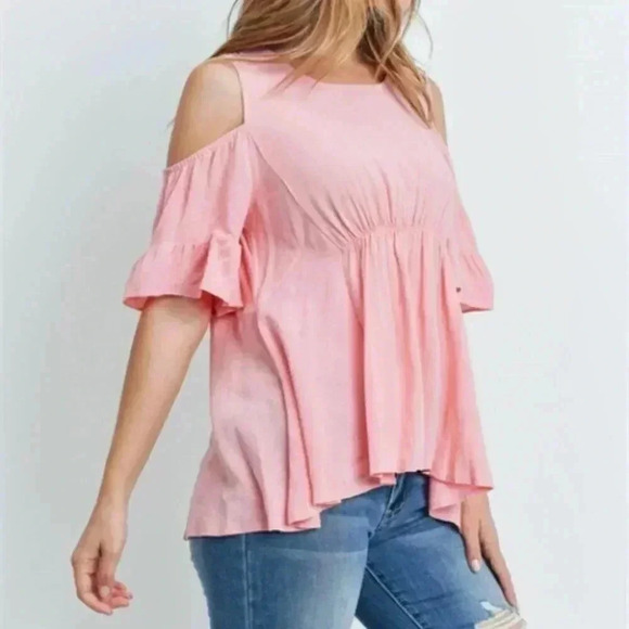 Pink Top Tunic Cold Shoulder - Picture 4 of 6